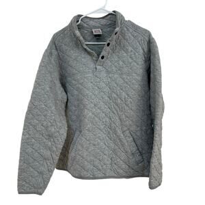 Avalanche Men's Gray Quilted 1/4 Button Up Mock Neck Sweater Pockets Size XL